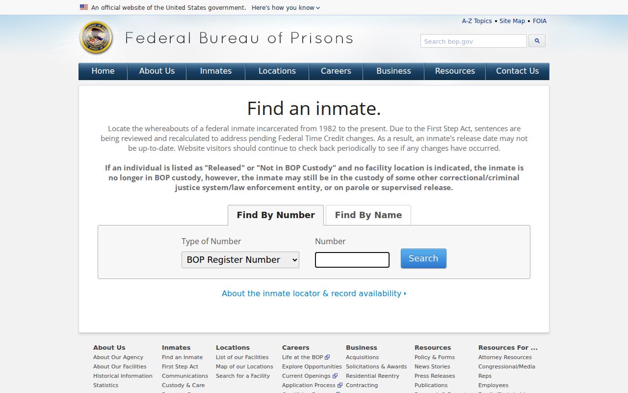 Federal inmate locator for a federal arrest linked to Sumter County