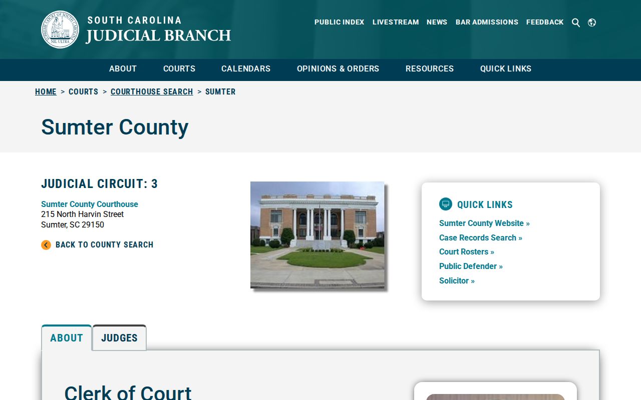 Sumter County criminal court case directory and Judicial Center