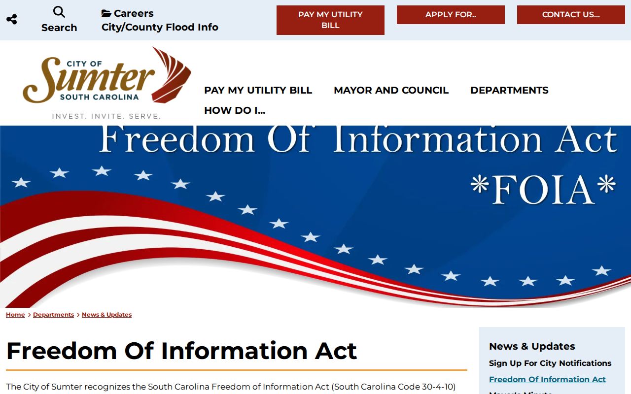 City FOIA access for Sumter criminal records
